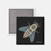 Honingbij (zwart) - Vierkante magneet (Voorkant / Achterkant)