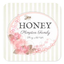 Honingbije Rustic Floral Striped Beige