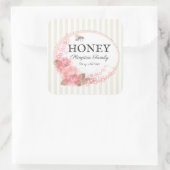 Honingbije Rustic Floral Striped Beige Vierkante Sticker (Tas)