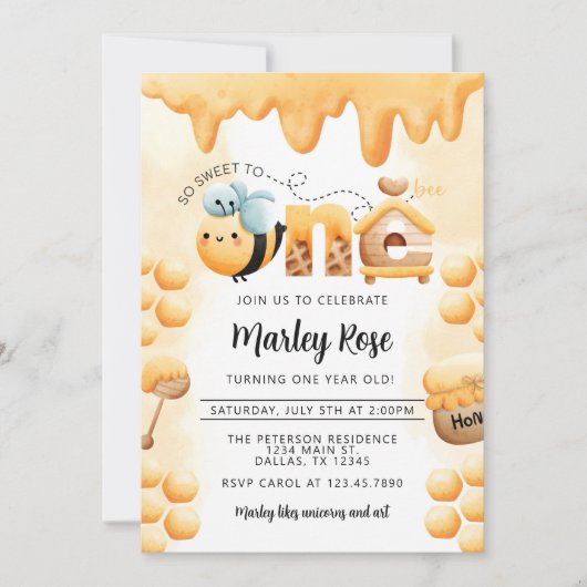 Honingbijen 1e uitnodiging van de Birthday Party (Voorkant)