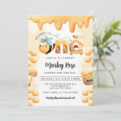 Honingbijen 1e uitnodiging van de Birthday Party (Staand voorkant)