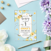 Honingbijen 1e verjaardag acryl uitnodigingen (Insitu (Huwelijk))