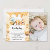 Honingbijen 1e verjaardag Fotouitnodiging Kaart (Voorkant)