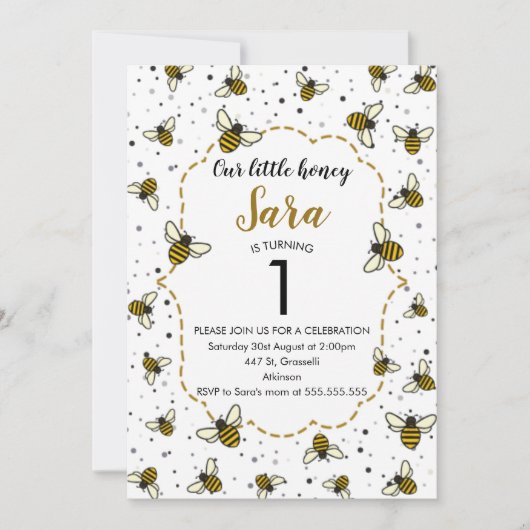 Honingbijen 1e verjaardag kaart (Voorkant)