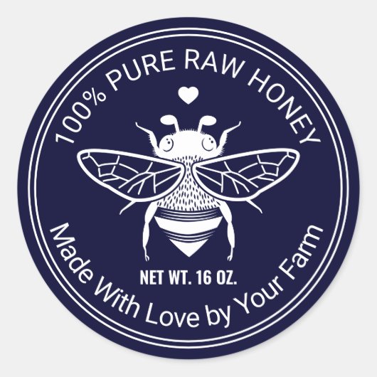 Honingbijen Apiary Beekeeper Boerderij Navy Blue Ronde Sticker (Voorkant)