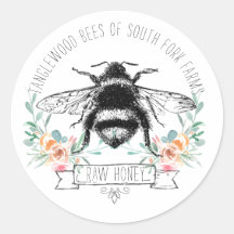 Honingbijen Apiary Honey Jar Label l Pink Floral