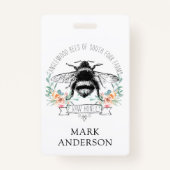 Honingbijen Apiary Honey Jar Label l Pink Floral Badge (Achterkant)