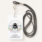 Honingbijen Apiary Honey Jar Label l Pink Floral Badge (Achterkant met draagriem)