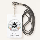 Honingbijen Apiary Honey Jar Label l Pink Floral Badge (Voorkant met draagriem)