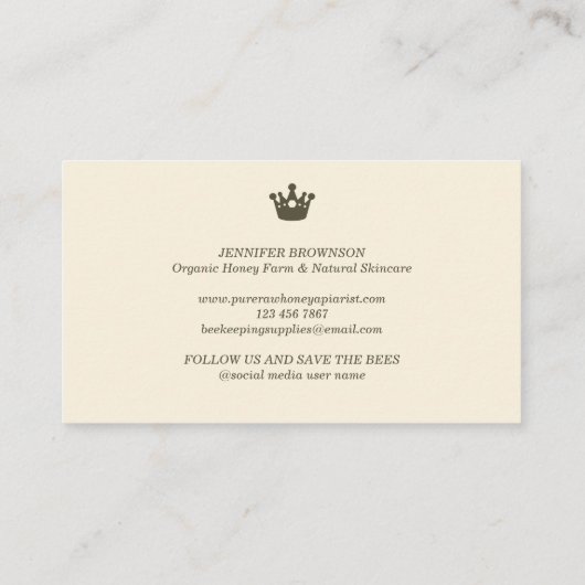 Honingbijen Apiary honeycomb crown Visitekaartje (Achterkant)