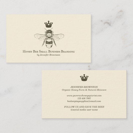 Honingbijen Apiary honeycomb crown Visitekaartje (Voorkant / Achterkant)