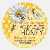 Honingbijen Apiary Wildflower Honey Jar-deksellabe Ronde Sticker (Voorkant)