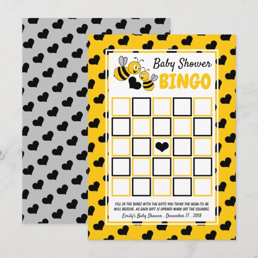 Honingbijen, Baby shower Bingo (Voorkant / Achterkant)