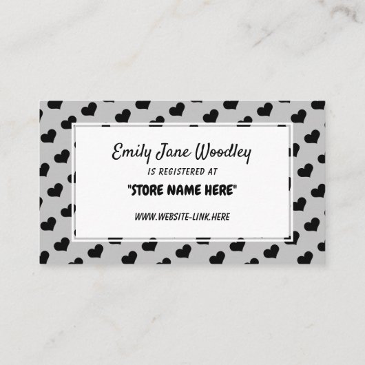 Honingbijen, Baby shower-cadeauregister Informatiekaartje (Achterkant)