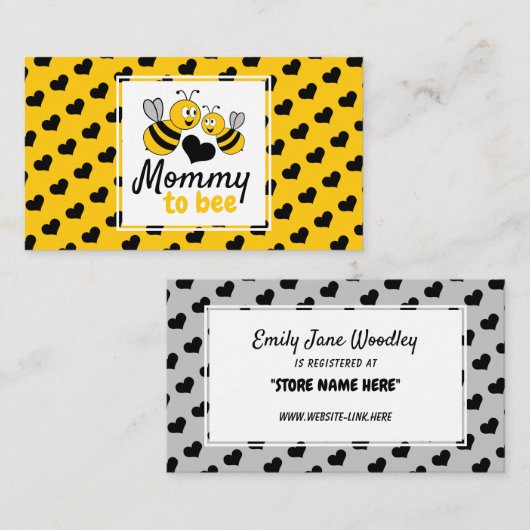 Honingbijen, Baby shower-cadeauregister Informatiekaartje (Voorkant / Achterkant)