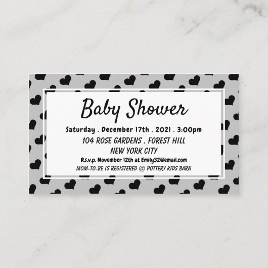 Honingbijen, Baby shower Ticket Invitation Informatiekaartje (Achterkant)