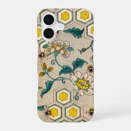 HONINGBIJEN,BIJENKORVEN, LENTE BLOEMEN IMBKER iPhone 16 HOESJE (Achterkant)