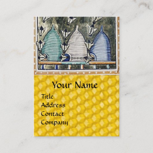 HONINGBIJEN, BIJENKORVEN, middeleeuwse imker minia Visitekaartje (Voorkant)