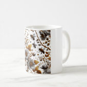 Honingbijen bloemblaadjes en bladeren patroon dood koffiemok (Voorkant rechts)