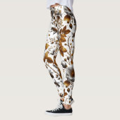 Honingbijen bloemblaadjes en bladeren patroon dood leggings (Links)
