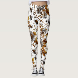 Honingbijen bloemblaadjes en bladeren patroon dood leggings