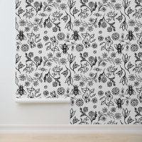 Honingbijen & Bloemen Boho Modern Zwart en Wit