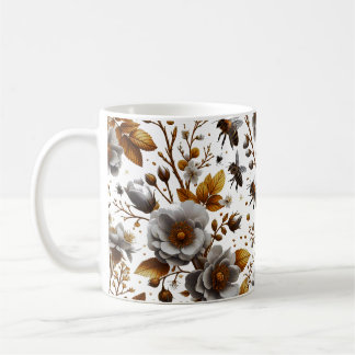 honingbijen bloemen en bladeren patroon krabbelkun koffiemok