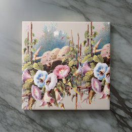 Honingbijen Bloemen Tuin Pastels | Tegeltje