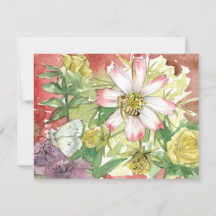 Honingbijen bloemen zomer tuin bestuivers briefkaart