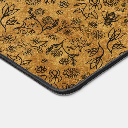 Honingbijen Boho Natuur Bloem Print Cute Bruin Bei Bureaumat (Hoek)