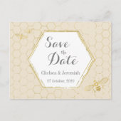 Honingbijen - crème - Patroon sparen de datum Briefkaart (Voorkant)