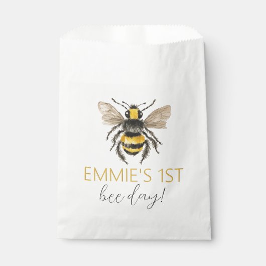 Honingbijen eerste verjaardagspapier Behandel Tass Bedankzakje (Voorkant)