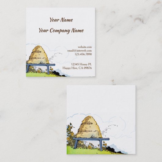  honingbijen en aangepaste Kaart van het Hive-vier Vierkante Visitekaartje (Voorkant / Achterkant)