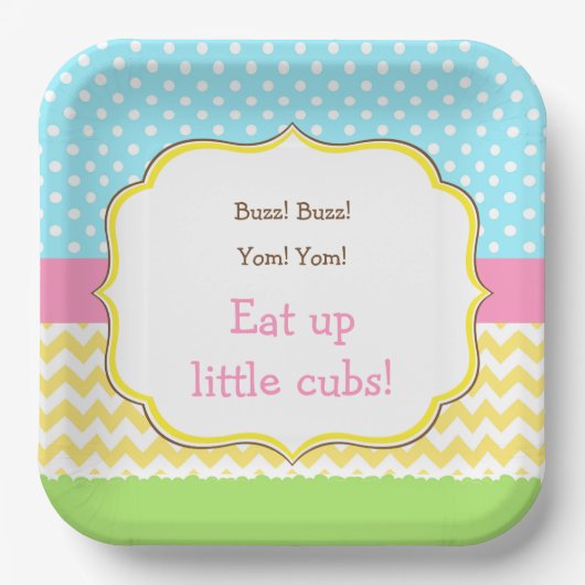 Honingbijen en Beer van de borst Papieren Bordje (Voorkant)