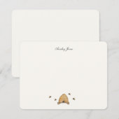 honingbijen en bijenkorf gepersonaliseerde flat bedankkaart (Voorkant / Achterkant)