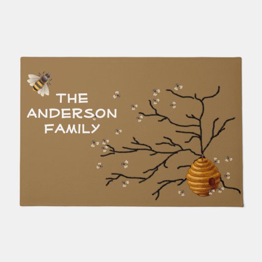 Honingbijen en bijenkorven, aangepast deurmat (Voorkant)