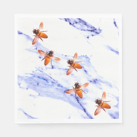 Honingbijen en blauwe marmer servetten (Voorkant)