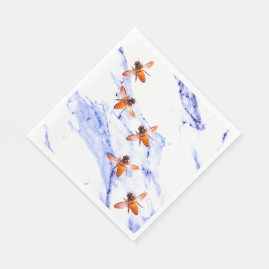 Honingbijen en blauwe marmer servetten (Hoek)