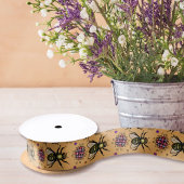 Honingbijen en bloemen Beige Natural Rustial Flora Satijnen Lint