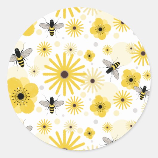 Honingbijen en bloemen Envelope Seal Sticker (Voorkant)