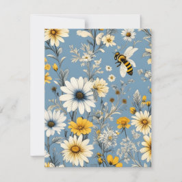 Honingbijen en bloemen feestdagenkaart