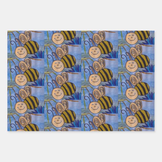 Honingbijen en -bloemen inpakpapier vel (Voorkant 3)