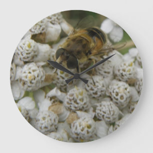 Honingbijen en bloemen wandklok
