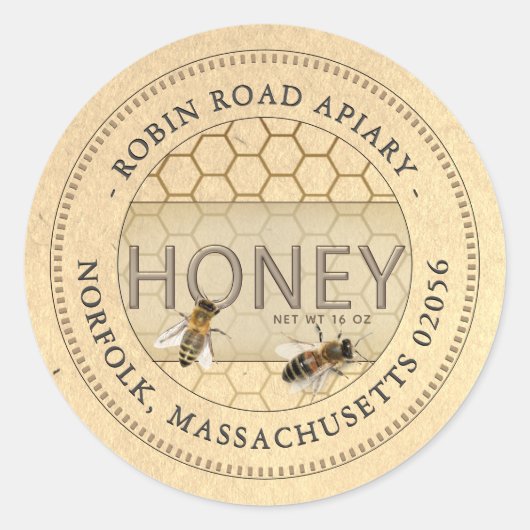 Honingbijen en Comb Honey Label (Voorkant)