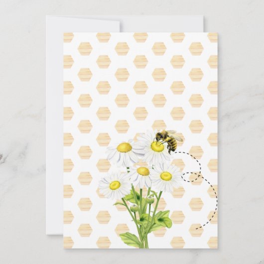 Honingbijen en Daisies 1e verjaardag uitnodiging (Achterkant)