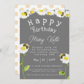 Honingbijen en Daisies 1e verjaardag uitnodiging (Voorkant / Achterkant)
