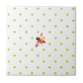 Honingbijen en groene polka-stippen tegeltje (Voorkant)