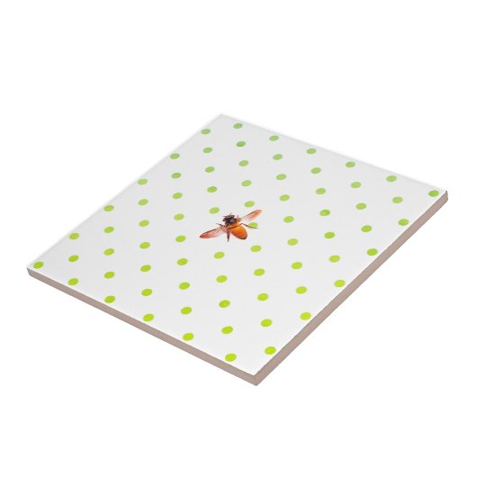 Honingbijen en groene polka-stippen tegeltje (Zijkant)