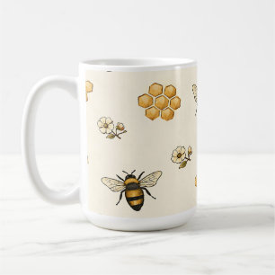 Honingbijen en honingraat Naadloos patroon Koffiemok