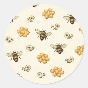 Honingbijen en honingraat Naadloos patroon Ronde Sticker